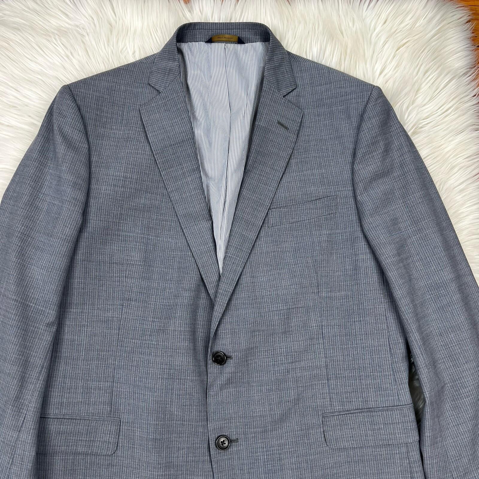 Brook Brothers Wool Stretch Men Blazer 44R Explorer Regent Fit Gray Pinstriped