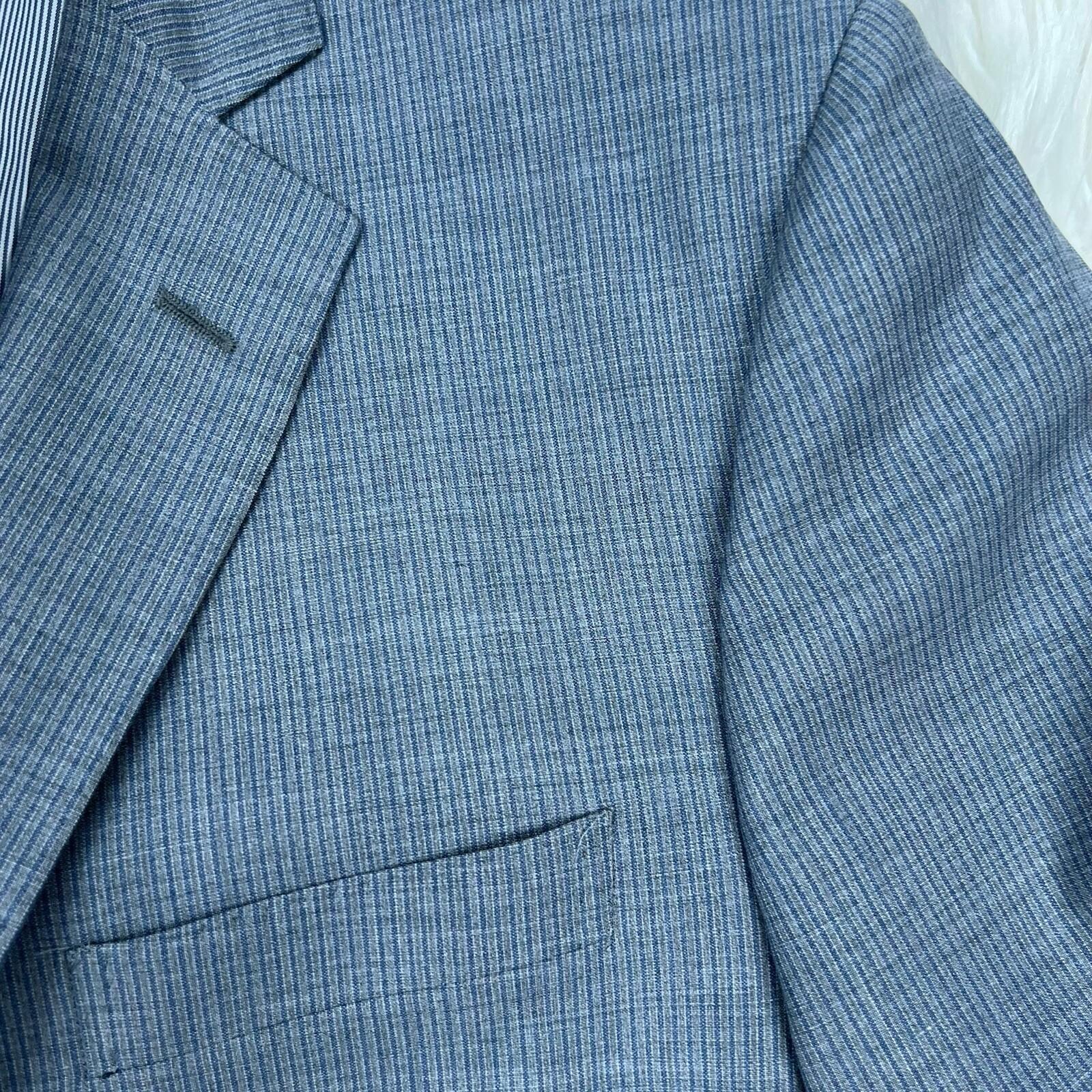 Brook Brothers Wool Stretch Men Blazer 44R Explorer Regent Fit Gray Pinstriped