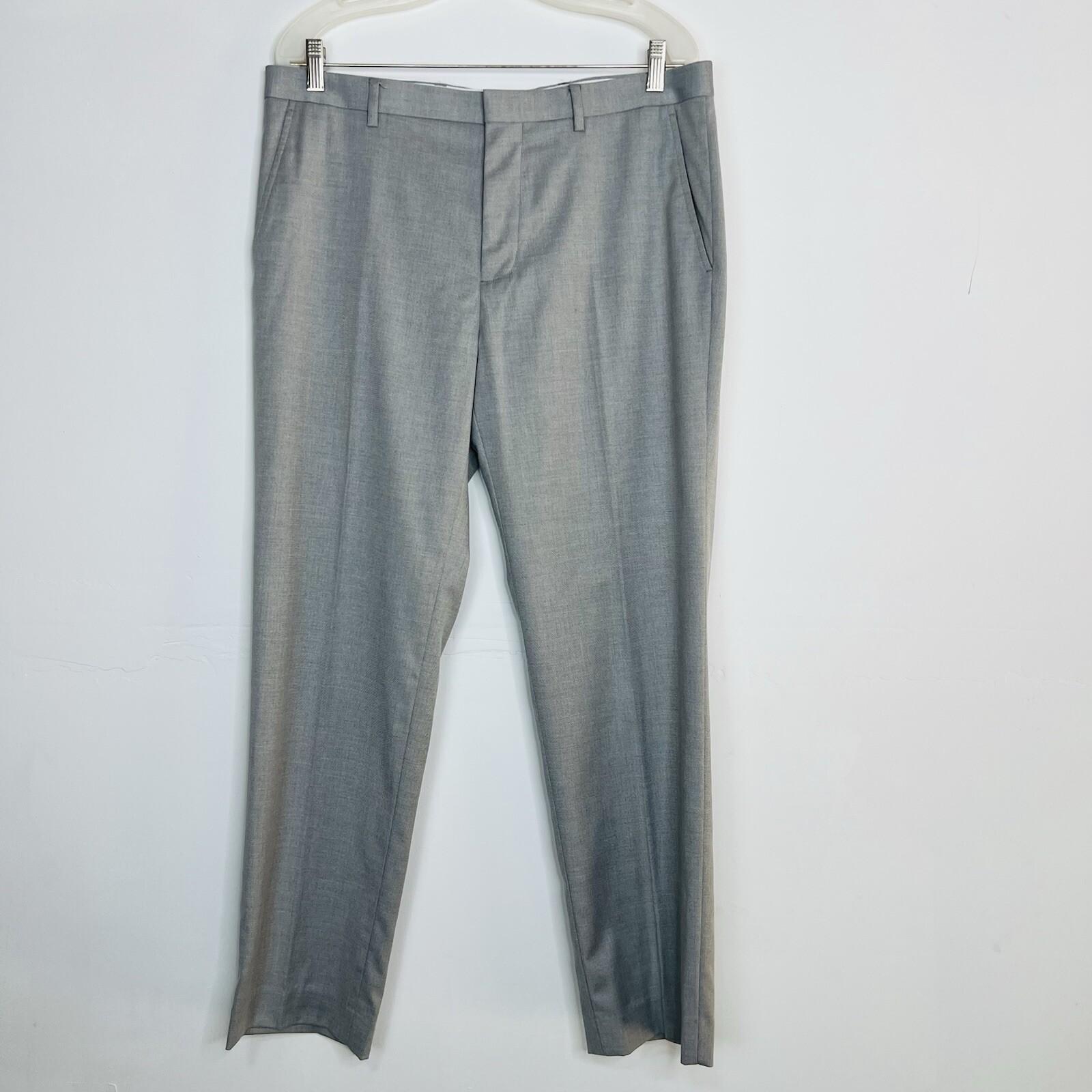 J Ferrar Men Suit 38R Pants 34x30 Slim Light Gray Peak Lapel 2 Button  2PC