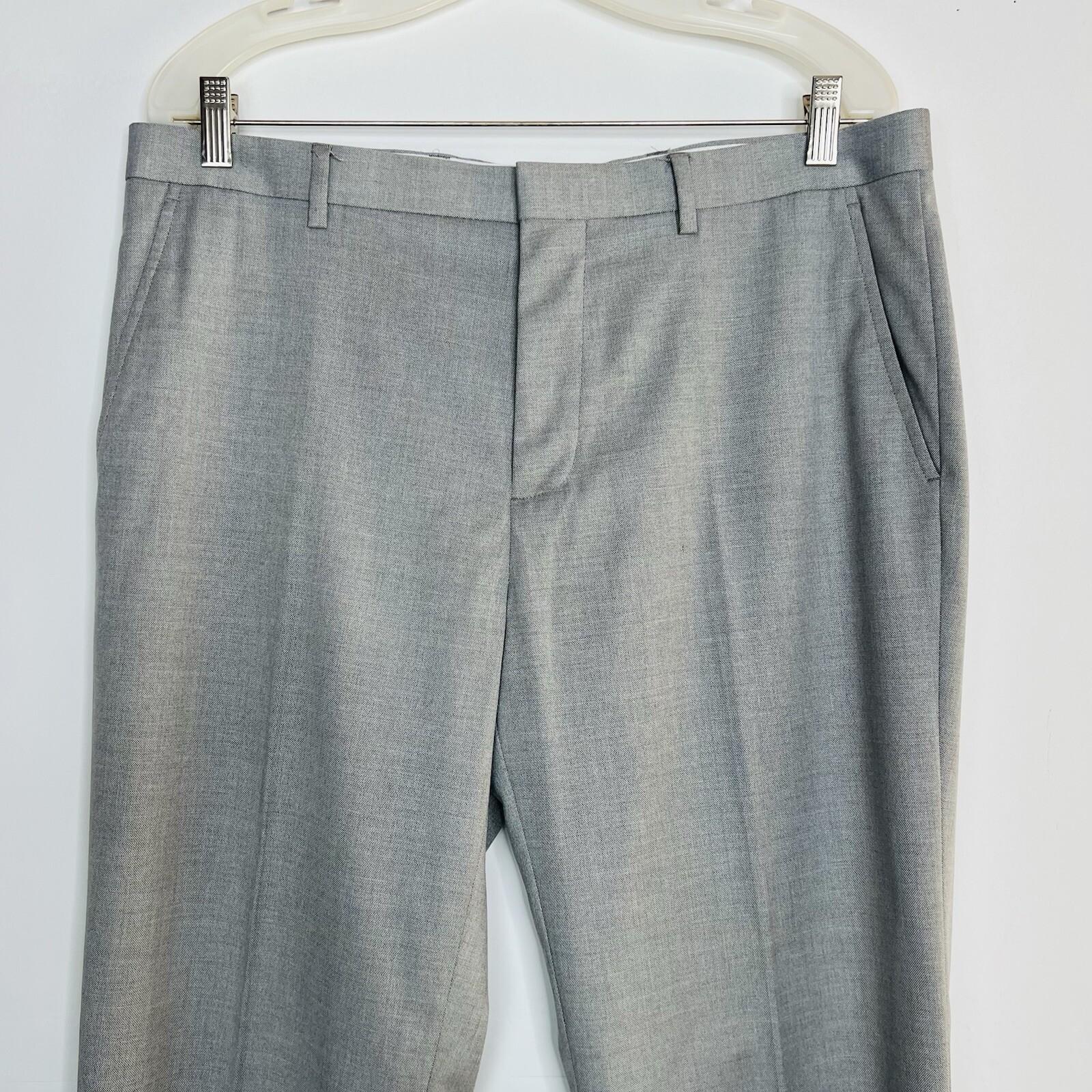 J Ferrar Men Suit 38R Pants 34x30 Slim Light Gray Peak Lapel 2 Button  2PC