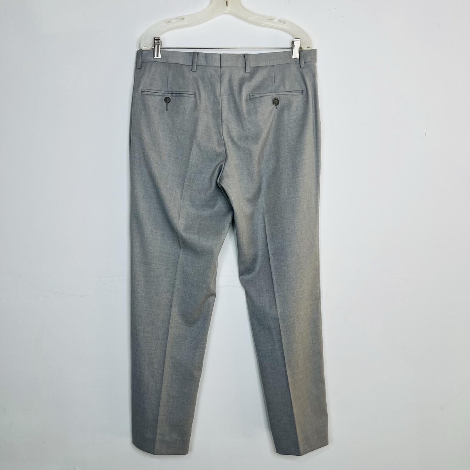 J Ferrar Men Suit 38R Pants 34x30 Slim Light Gray Peak Lapel 2 Button  2PC