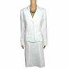 Kasper Women Polyester Skirt Suit Size 10 White Flared Notch Collar Lined 2PC