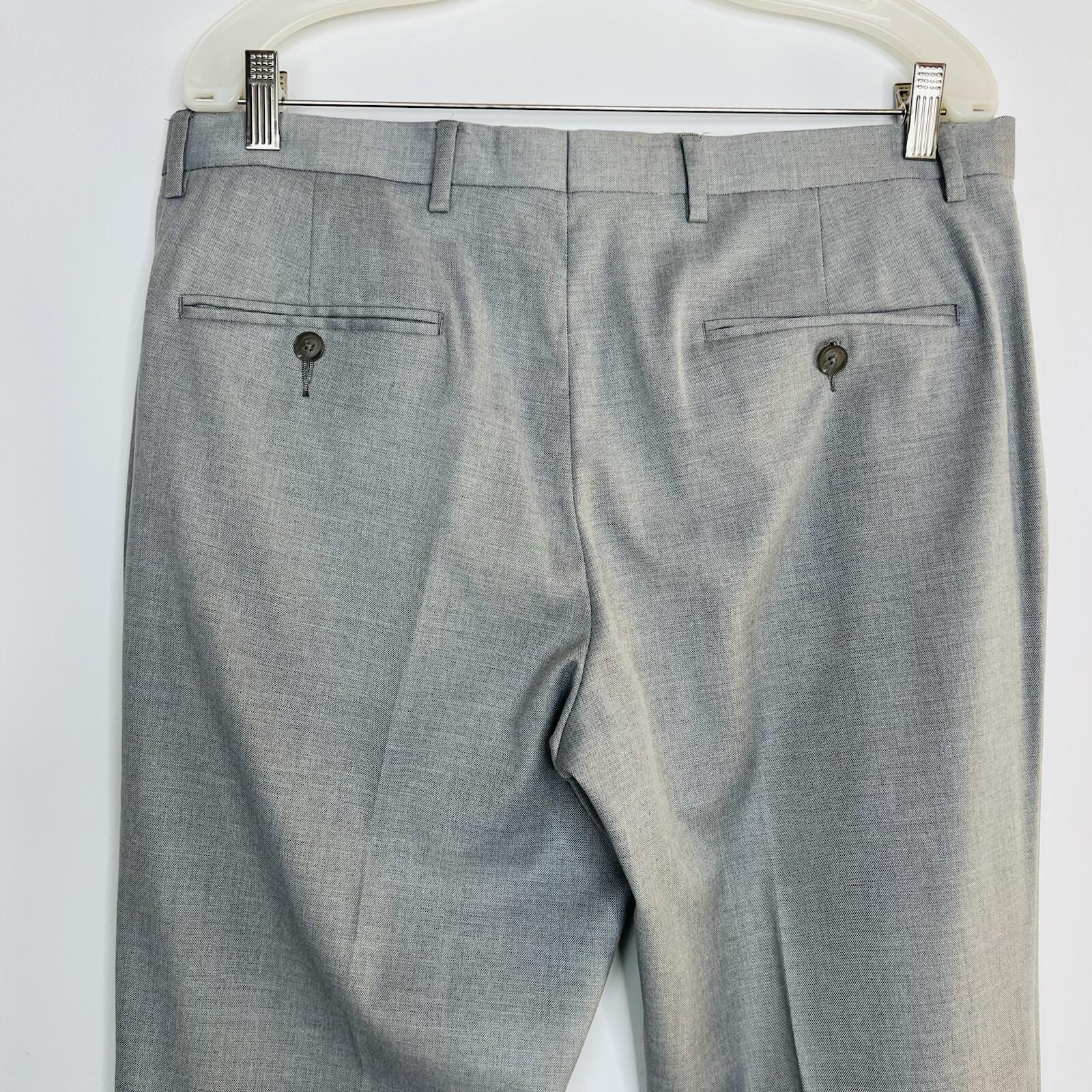 J Ferrar Men Suit 38R Pants 34x30 Slim Light Gray Peak Lapel 2 Button  2PC
