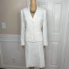 Kasper Women Polyester Skirt Suit Size 10 White Flared Notch Collar Lined 2PC
