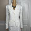 Kasper Women Polyester Skirt Suit Size 10 White Flared Notch Collar Lined 2PC