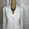 Kasper Women Polyester Skirt Suit Size 10 White Flared Notch Collar Lined 2PC