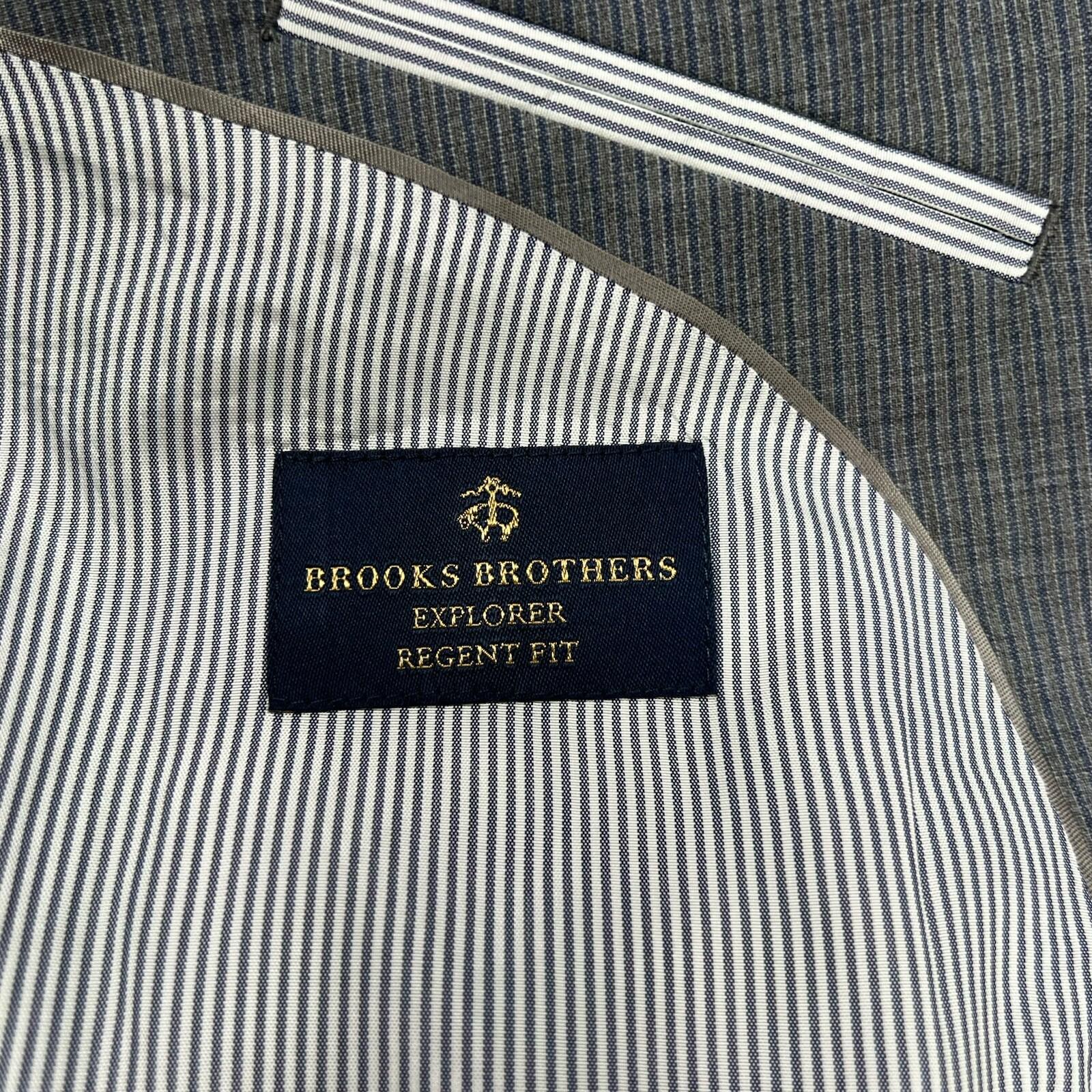 Brook Brothers Wool Stretch Men Blazer 44R Explorer Regent Fit Gray Pinstriped