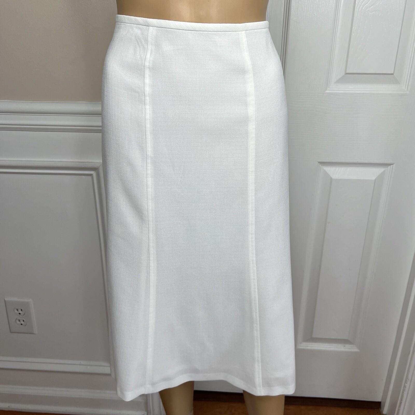 Kasper Women Polyester Skirt Suit Size 10 White Flared Notch Collar Lined 2PC
