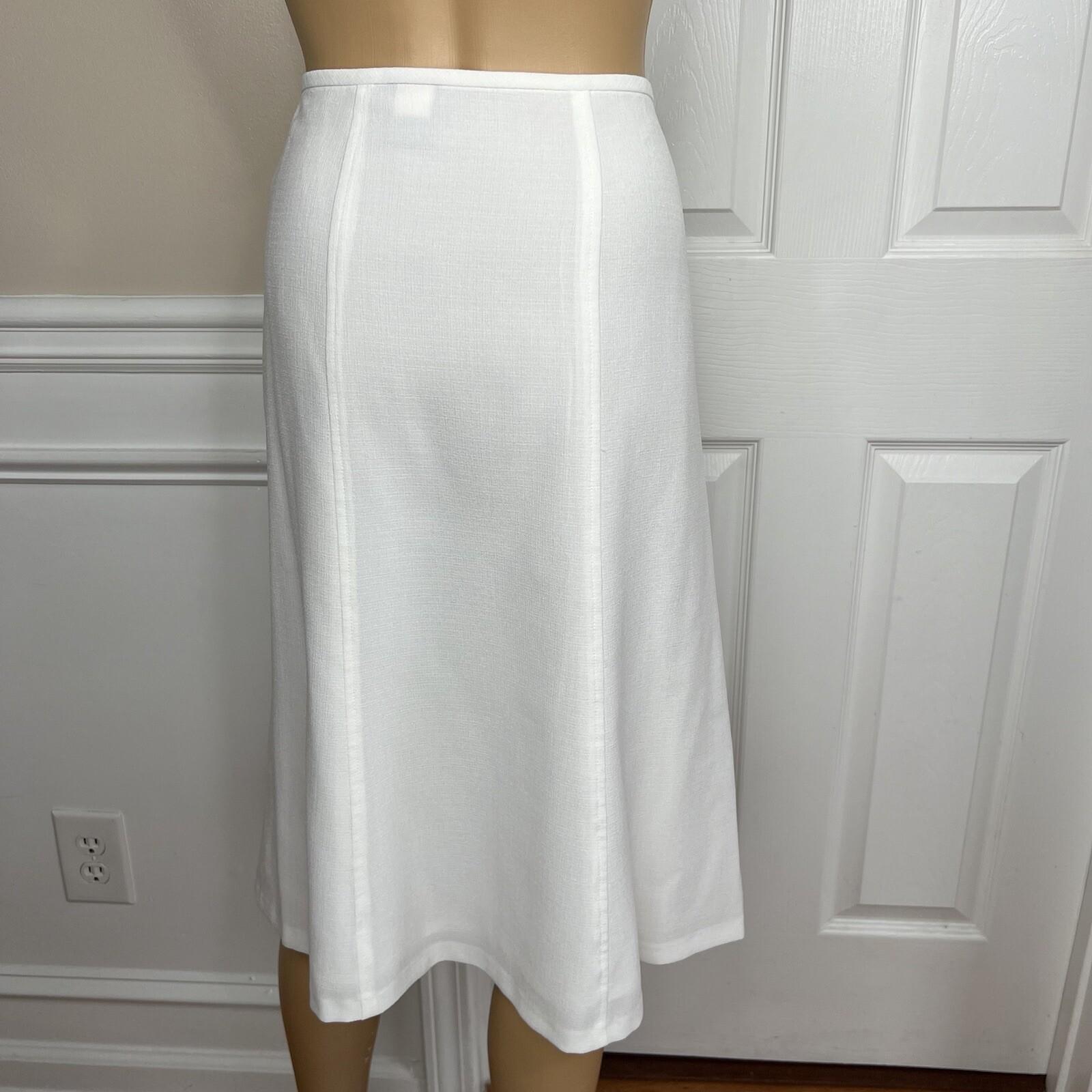Kasper Women Polyester Skirt Suit Size 10 White Flared Notch Collar Lined 2PC