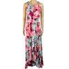 Eliza J Maxi Dress 10 Beaded Floral Print Halter Neck Ruffle Flowy Sleeveless
