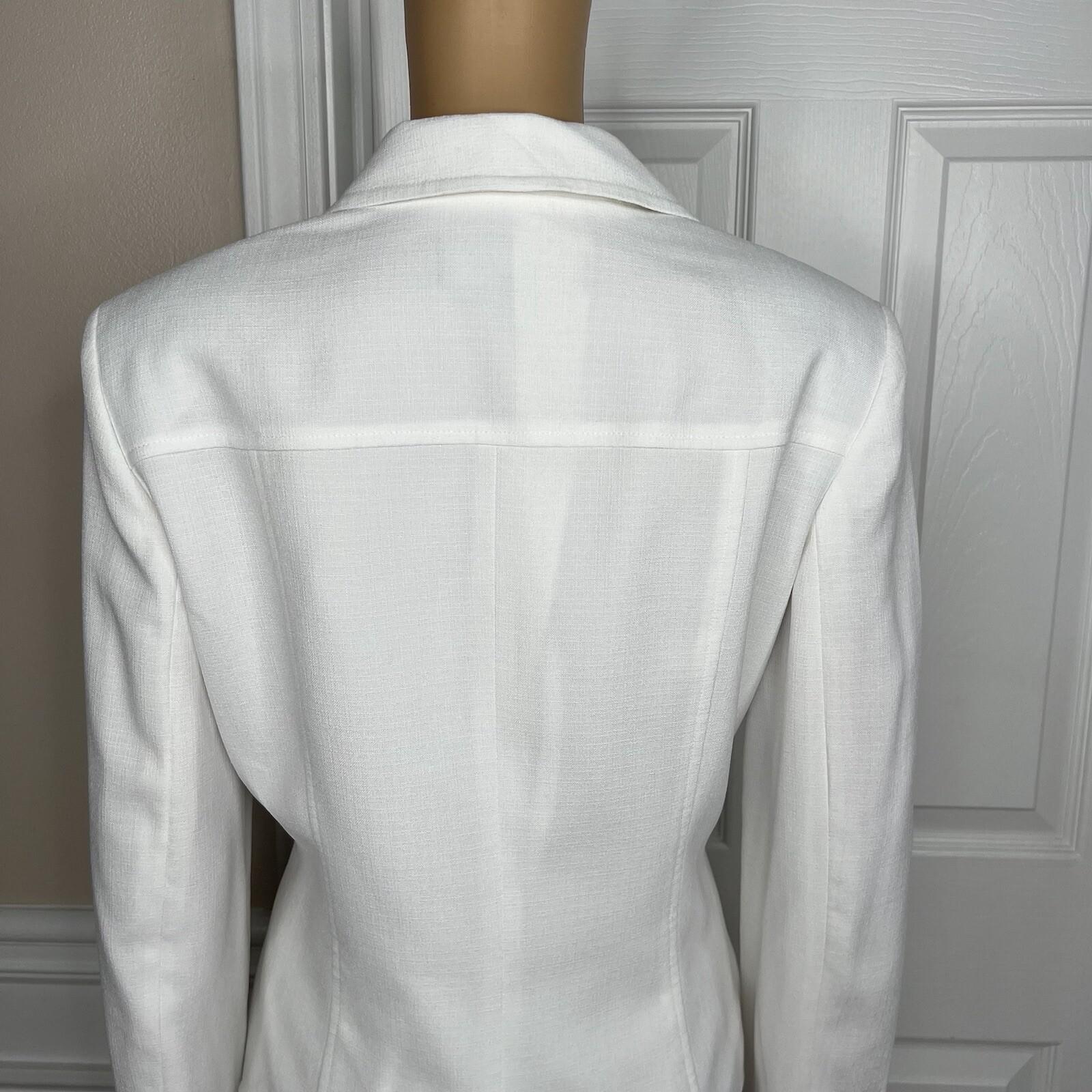Kasper Women Polyester Skirt Suit Size 10 White Flared Notch Collar Lined 2PC
