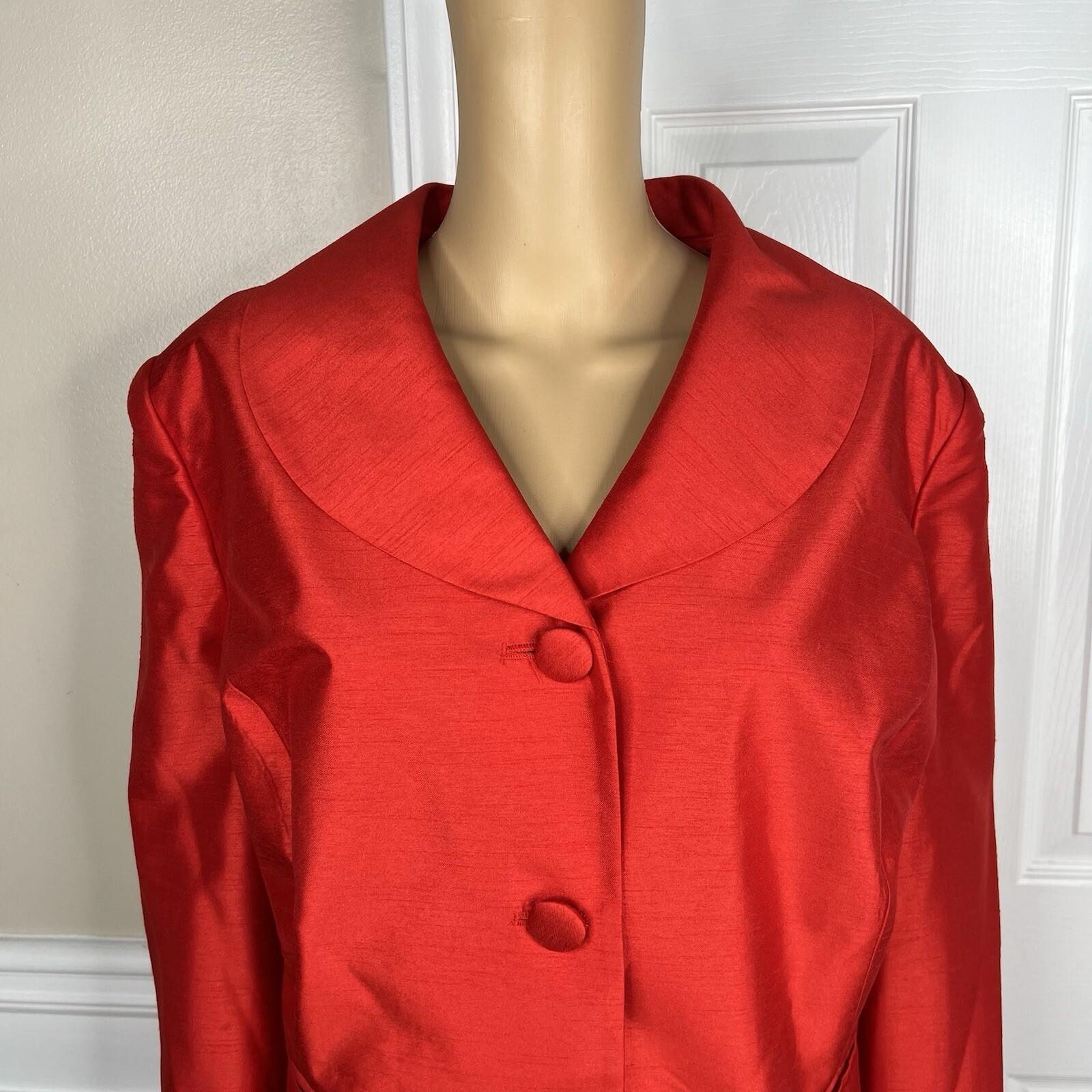 EY Signature Polyester Skirt Suit Size 20W Red Shawl Collar Cocktail 2PC New