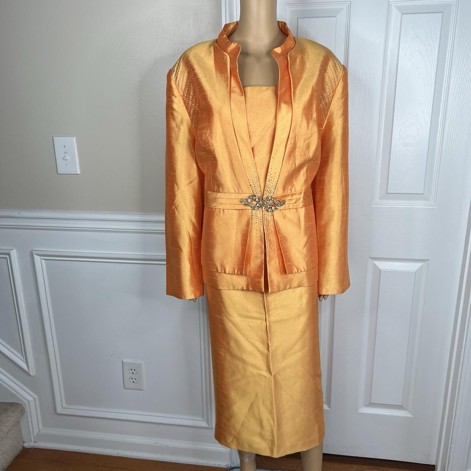 Terramina Polyester Skirt Suit 20 Merigold Beaded Lined Cocktail Formal 2PC New