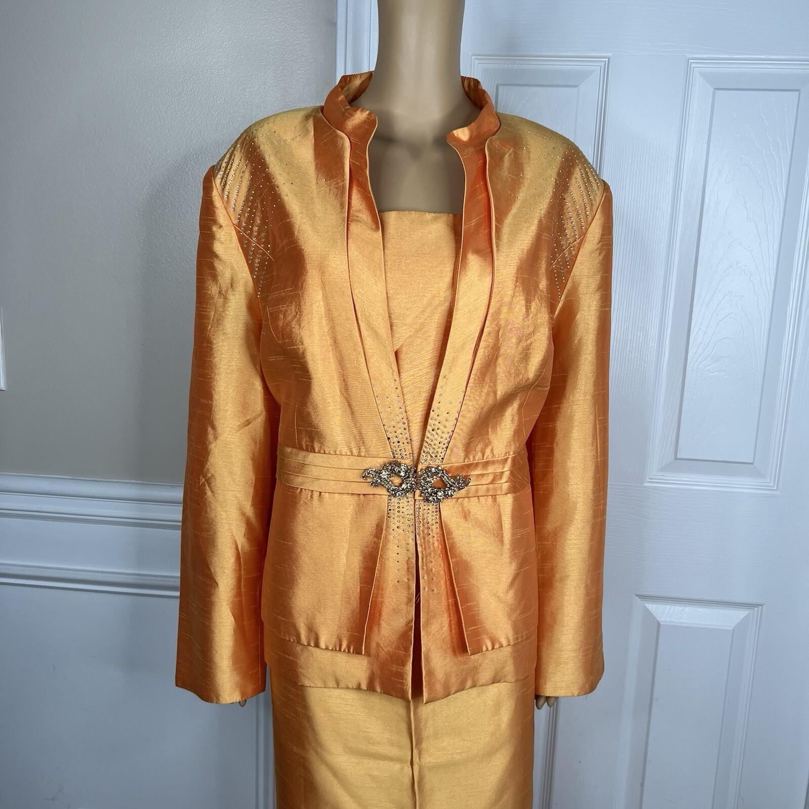 Terramina Polyester Skirt Suit 20 Merigold Beaded Lined Cocktail Formal 2PC New