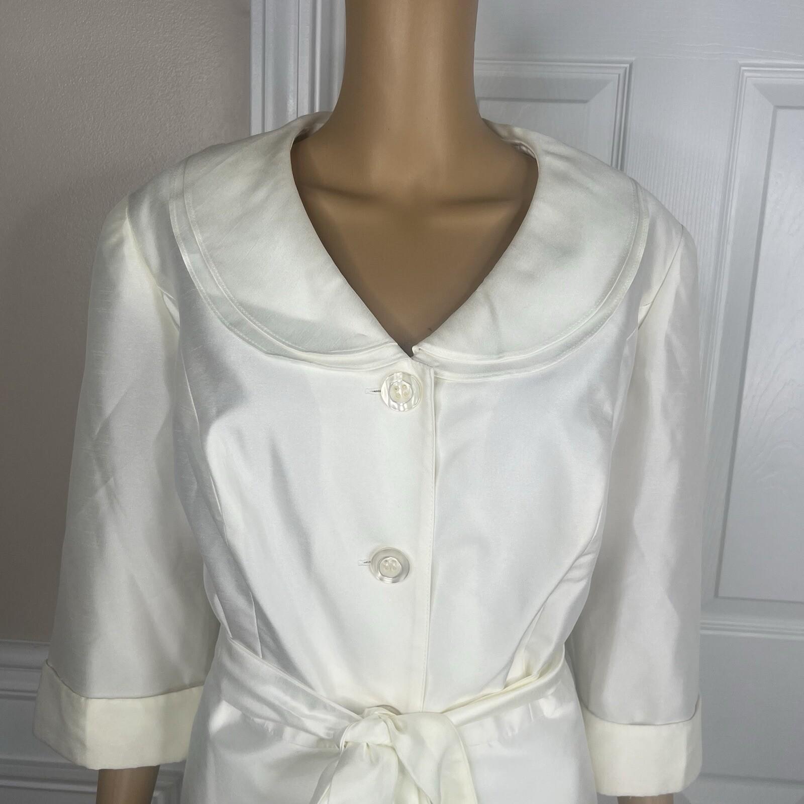 Dana Kay Polyester Skirt Suit Size 16W Off White Tiered Belted Cocktail 2PC New