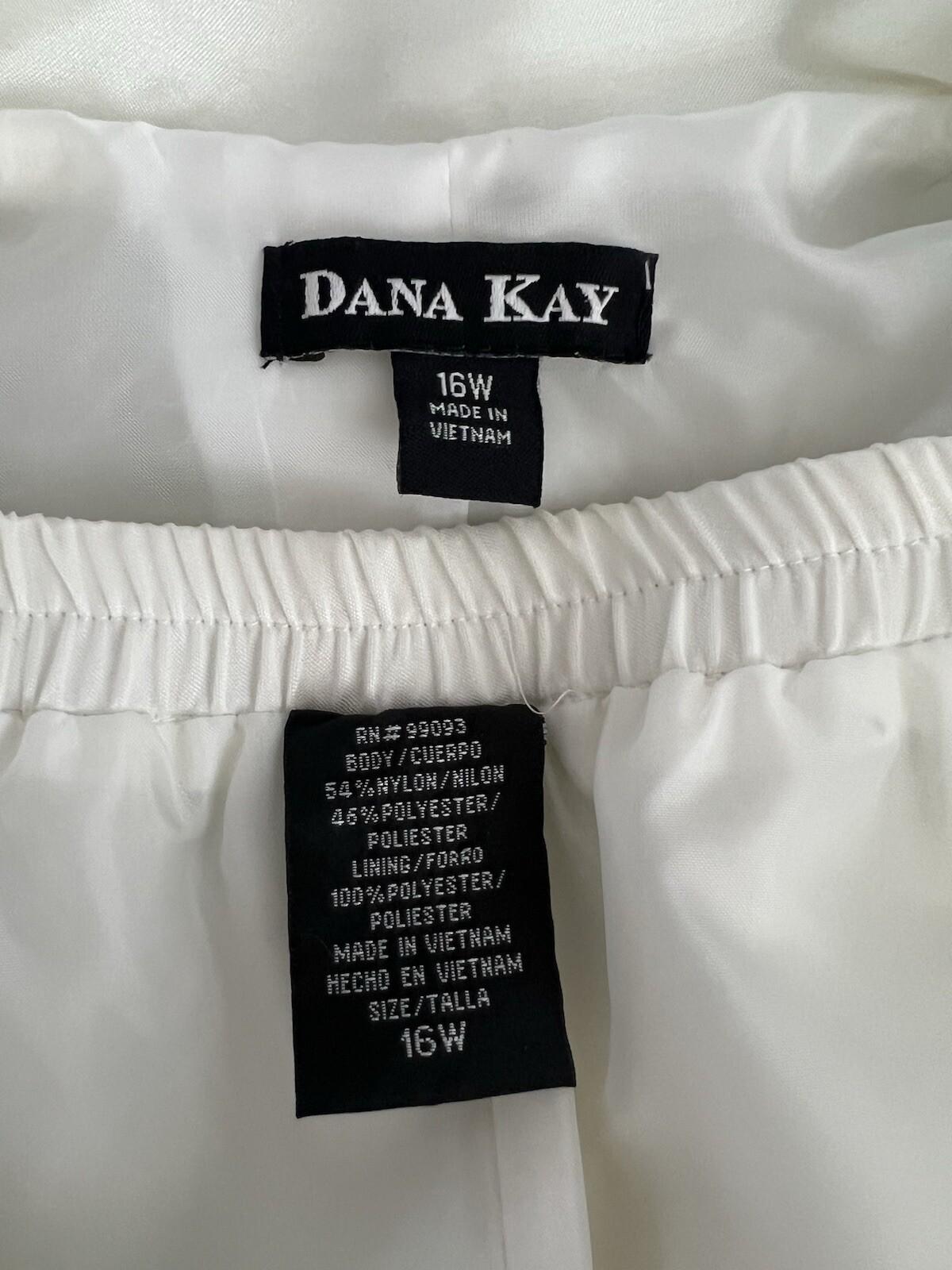 Dana Kay Polyester Skirt Suit Size 16W Off White Tiered Belted Cocktail 2PC New