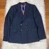 10-2856.jpg ASOS Men Polyester Viscose Stretch Blazer 46 Double Breasted Midnight Blue New