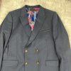 10-2859.jpg ASOS Men Polyester Viscose Stretch Blazer 46 Double Breasted Midnight Blue New