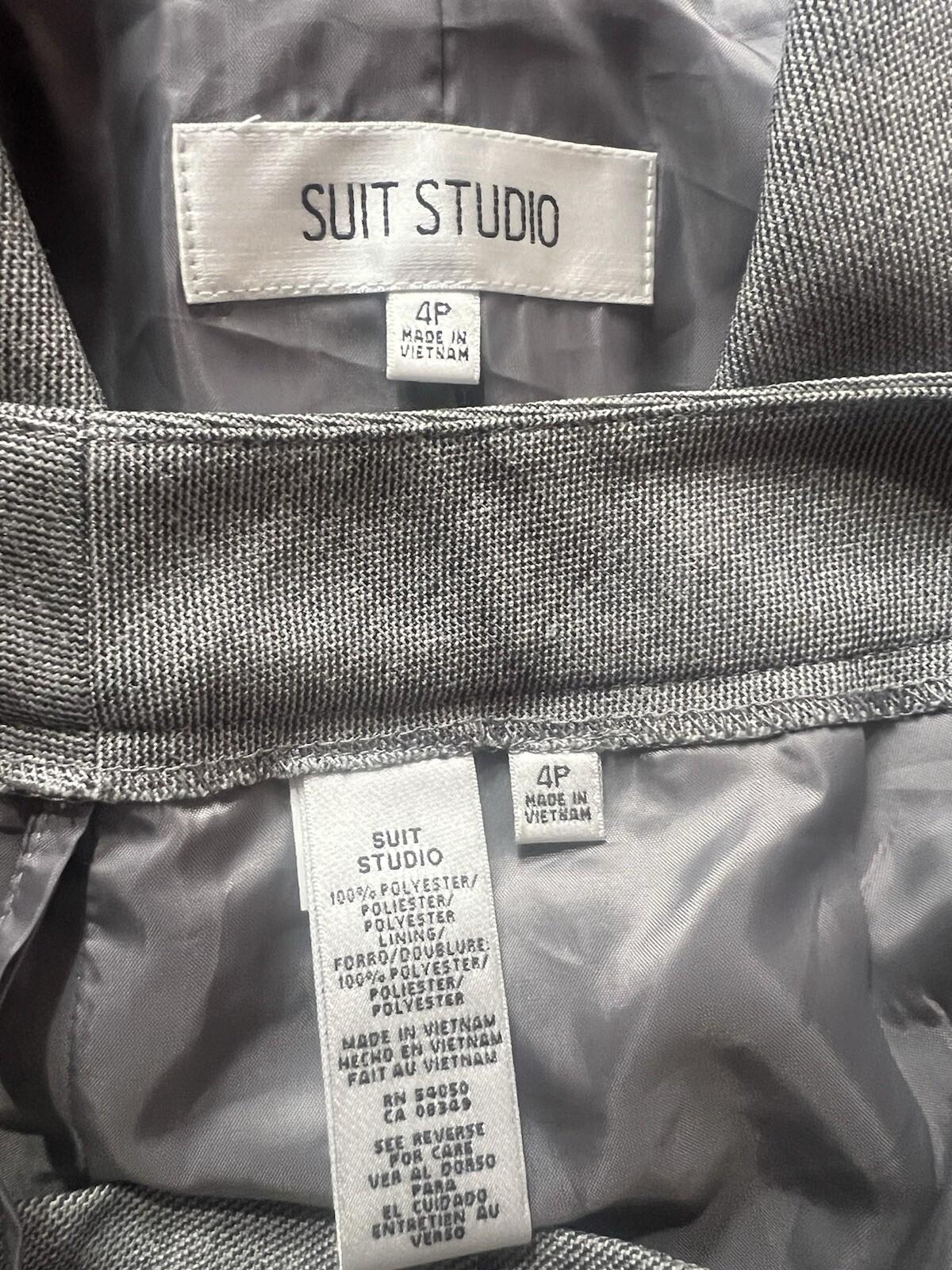 Suit Studio Polyester Pant Suit Size 4P Light Gray Pockets Shawl Collar 2PC