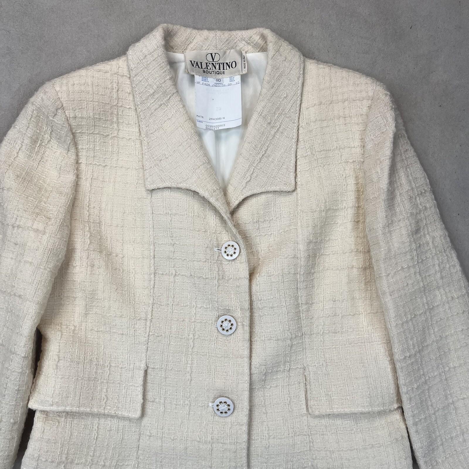Valentino Boutique Vintage Wool Blazer 10 Vanilla Shawl Collar Made in Italy