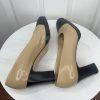 Salvatore Ferragamo Leather Pumps Shoes Size 8.5B Tan Black Cap Toe Block Heel