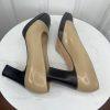Salvatore Ferragamo Leather Pumps Shoes Size 8.5B Tan Black Cap Toe Block Heel