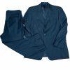 Cremieux Loro Piana Men Wool Suit Size 44L Pants 38x29 Dark Blue Striped 2PC