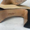 Salvatore Ferragamo Leather Pumps Shoes Size 8.5B Tan Black Cap Toe Block Heel
