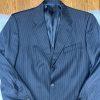 Cremieux Loro Piana Men Wool Suit Size 44L Pants 38x29 Dark Blue Striped 2PC