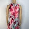 Eliza J Maxi Dress 10 Beaded Floral Print Halter Neck Ruffle Flowy Sleeveless