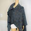 Jones New York Tweed Wrap Knit Cape Poncho Shawl One Size Toggle Closure