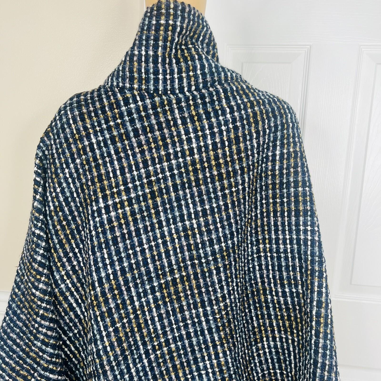 Jones New York Tweed Wrap Knit Cape Poncho Shawl One Size Toggle Closure