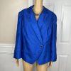 10-2934.jpg John Meyer Polyester Blazer Size 20W Blue Beaded Embroidered Shawl Collar