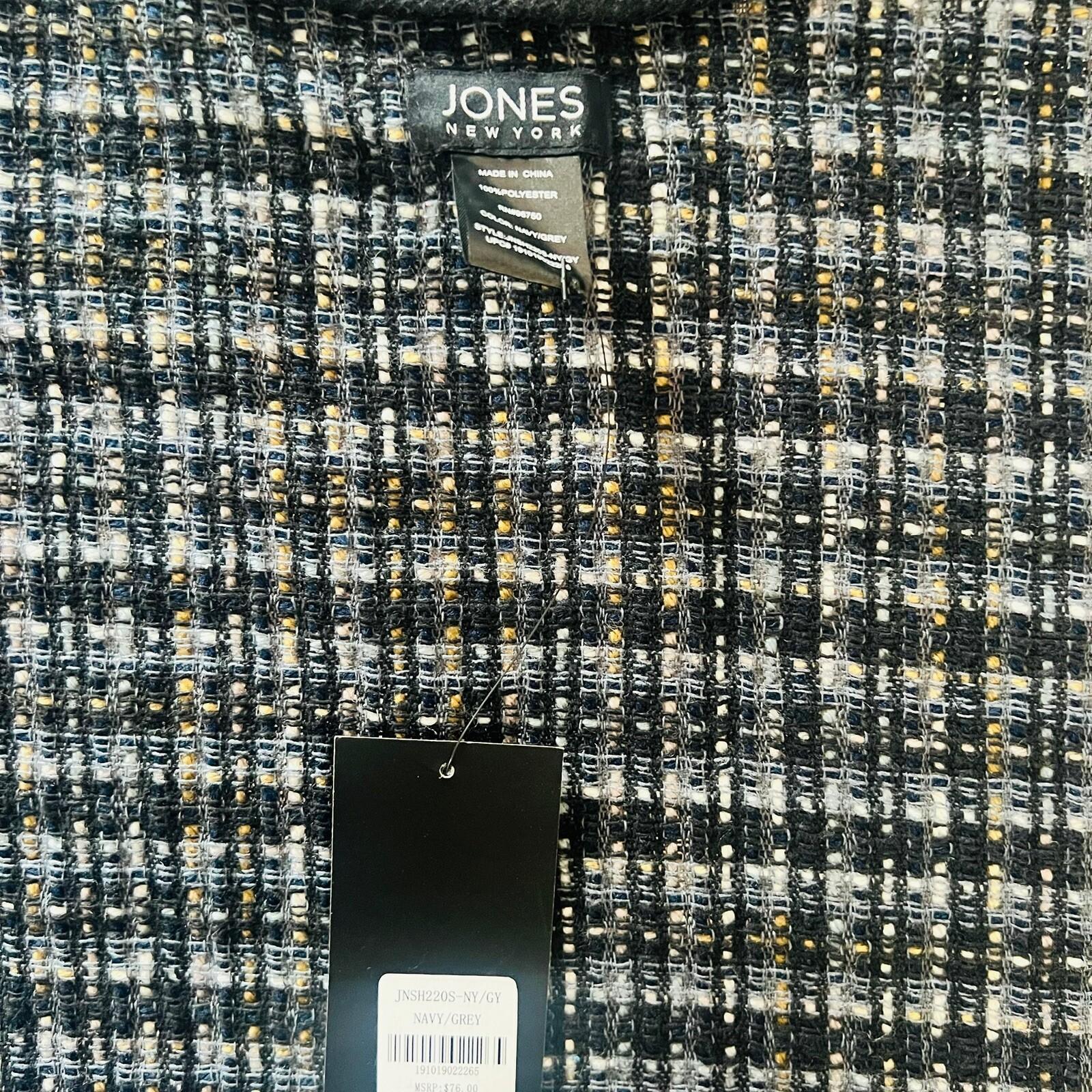 Jones New York Tweed Wrap Knit Cape Poncho Shawl One Size Toggle Closure