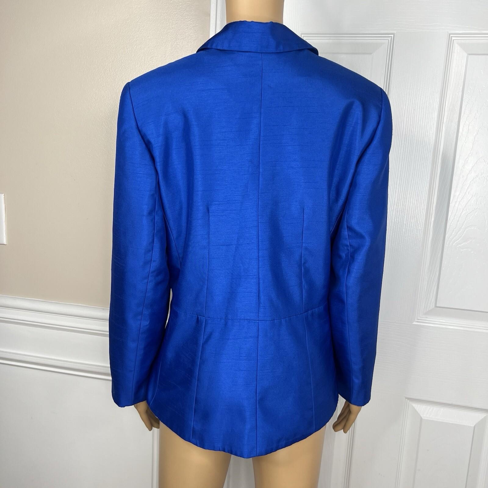 10-2937.jpg John Meyer Polyester Blazer Size 20W Blue Beaded Embroidered Shawl Collar