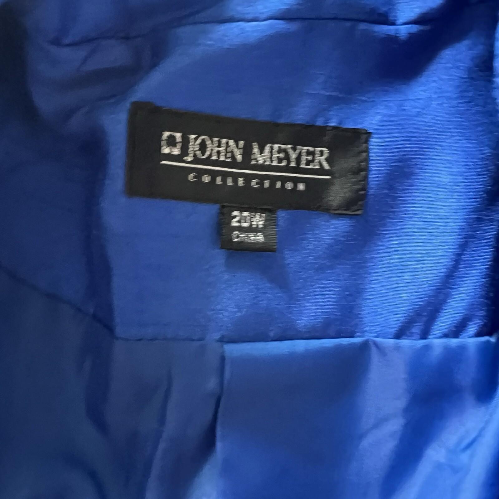 10-2939.jpg John Meyer Polyester Blazer Size 20W Blue Beaded Embroidered Shawl Collar