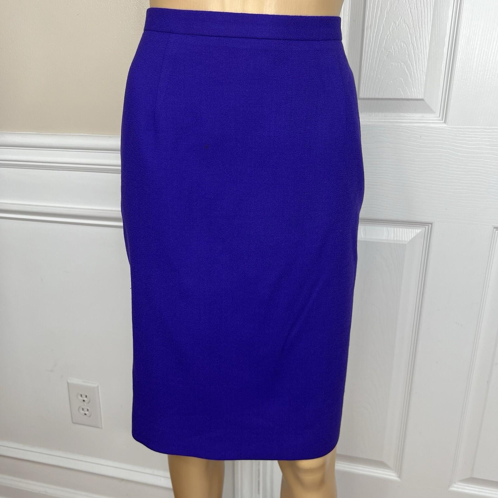 Jones New York Vintage Wool Skirt Suit Size 10 Purple Double Breasted Collarless