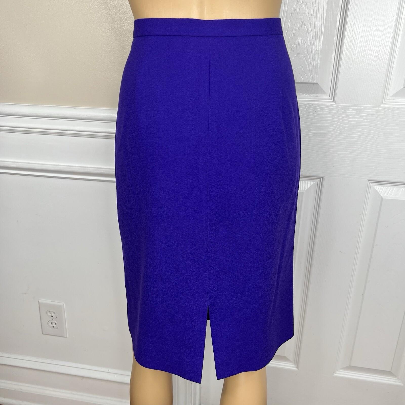 Jones New York Vintage Wool Skirt Suit Size 10 Purple Double Breasted Collarless