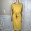 Kasper Women Polyester Stretch Dress Size 10 Butter Lined Belted Sleeveless