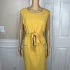 Kasper Women Polyester Stretch Dress Size 10 Butter Lined Belted Sleeveless
