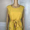 Kasper Women Polyester Stretch Dress Size 10 Butter Lined Belted Sleeveless