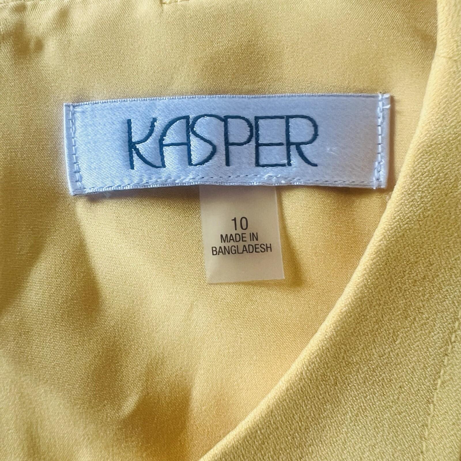 Kasper Women Polyester Stretch Dress Size 10 Butter Lined Belted Sleeveless