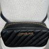 Michael Kors Leather Belt Bag Black Quilted Convertible Gold Tone Fanny Pack
