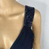10-296.jpg Tadashi Shoji Silk Maxi Dress Gown Size 10 Sequin Pleated V Neck Navy Blue Flowy
