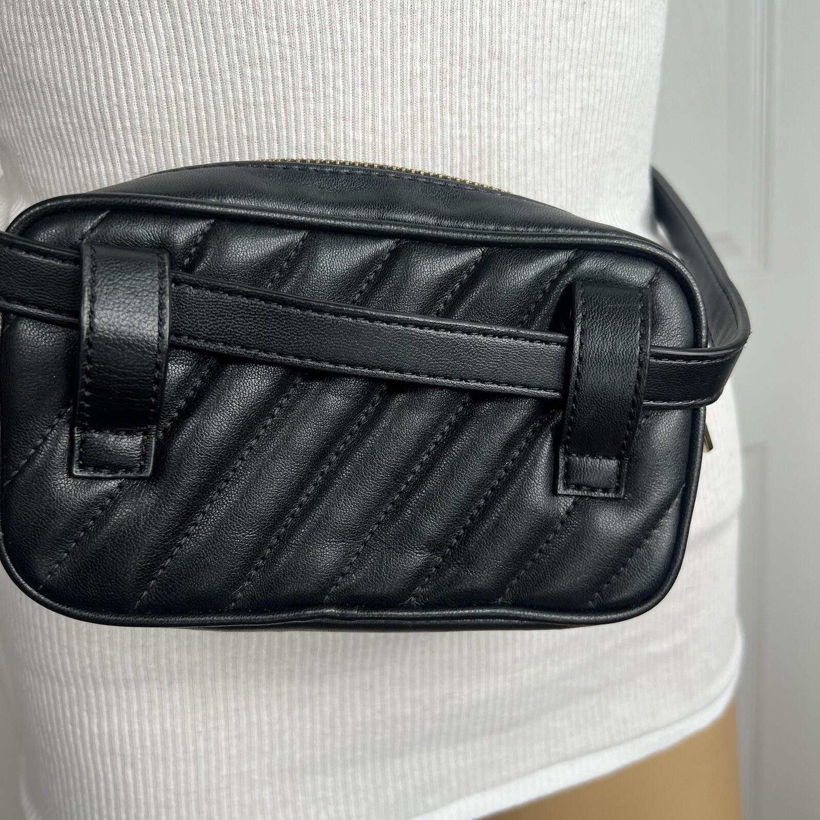 Michael Kors Leather Belt Bag Black Quilted Convertible Gold Tone Fanny Pack