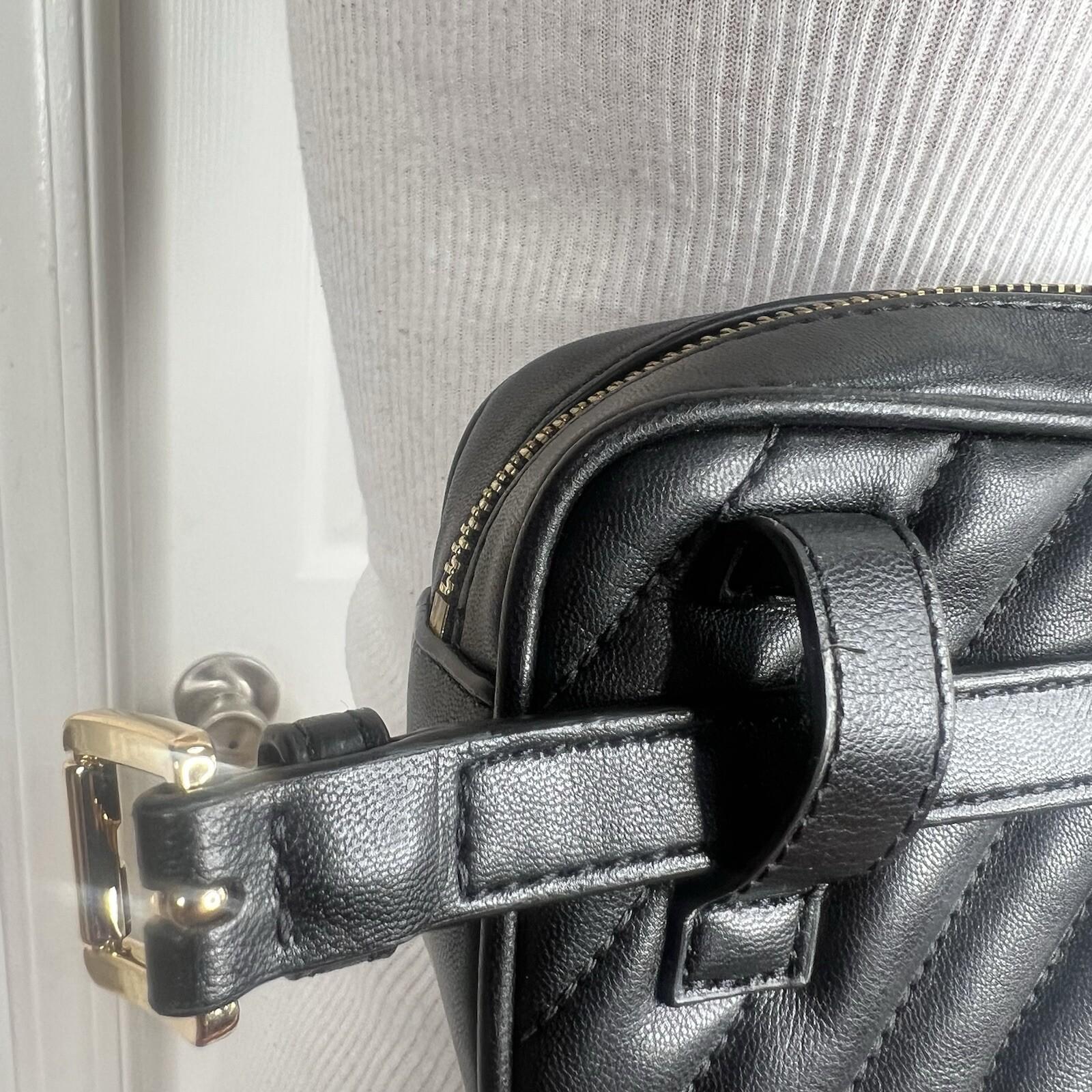 Michael Kors Leather Belt Bag Black Quilted Convertible Gold Tone Fanny Pack