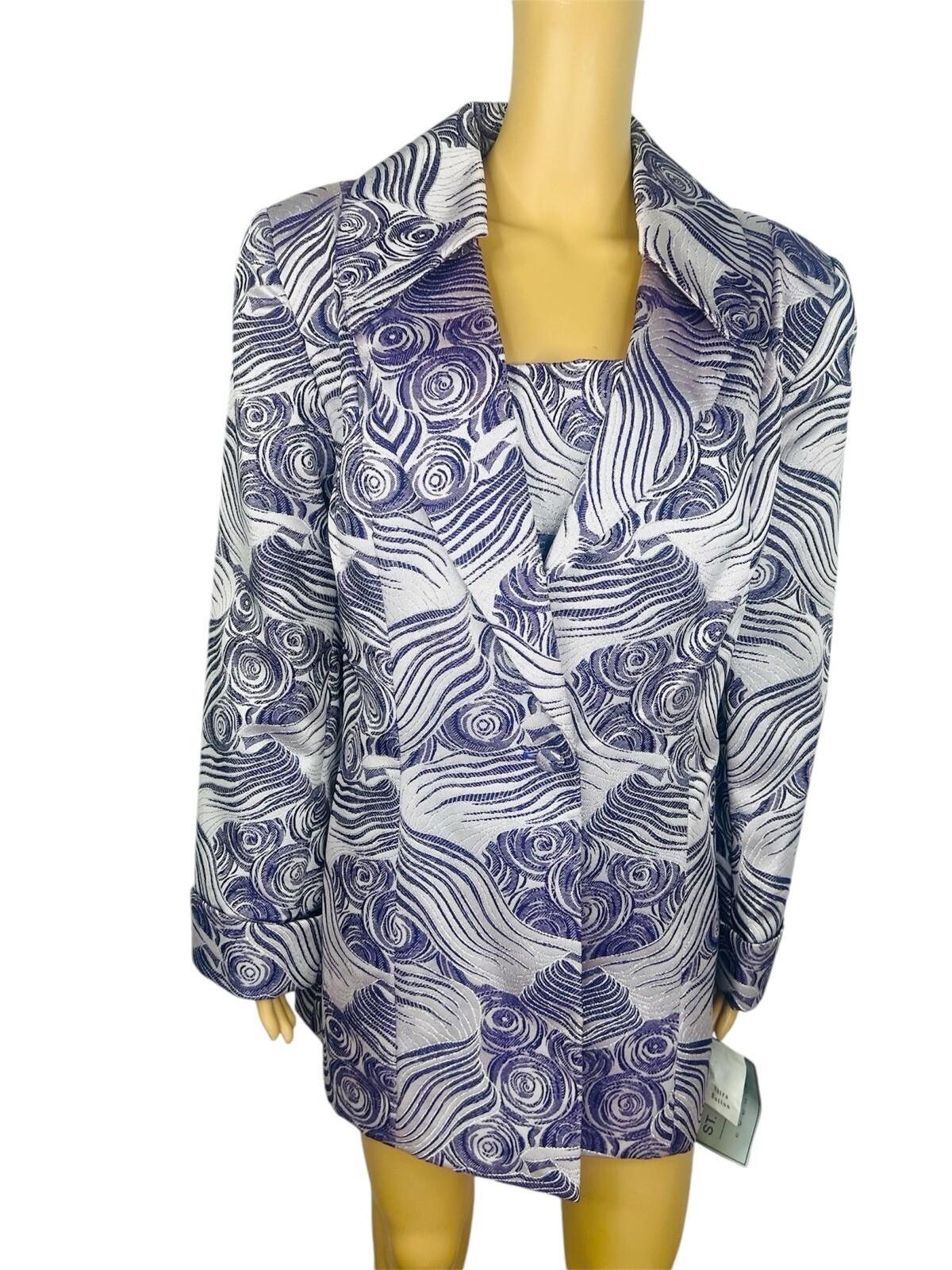 St Anthony Polyester Metallic Blazer Size 16W Purple Silver Shawl Collar New