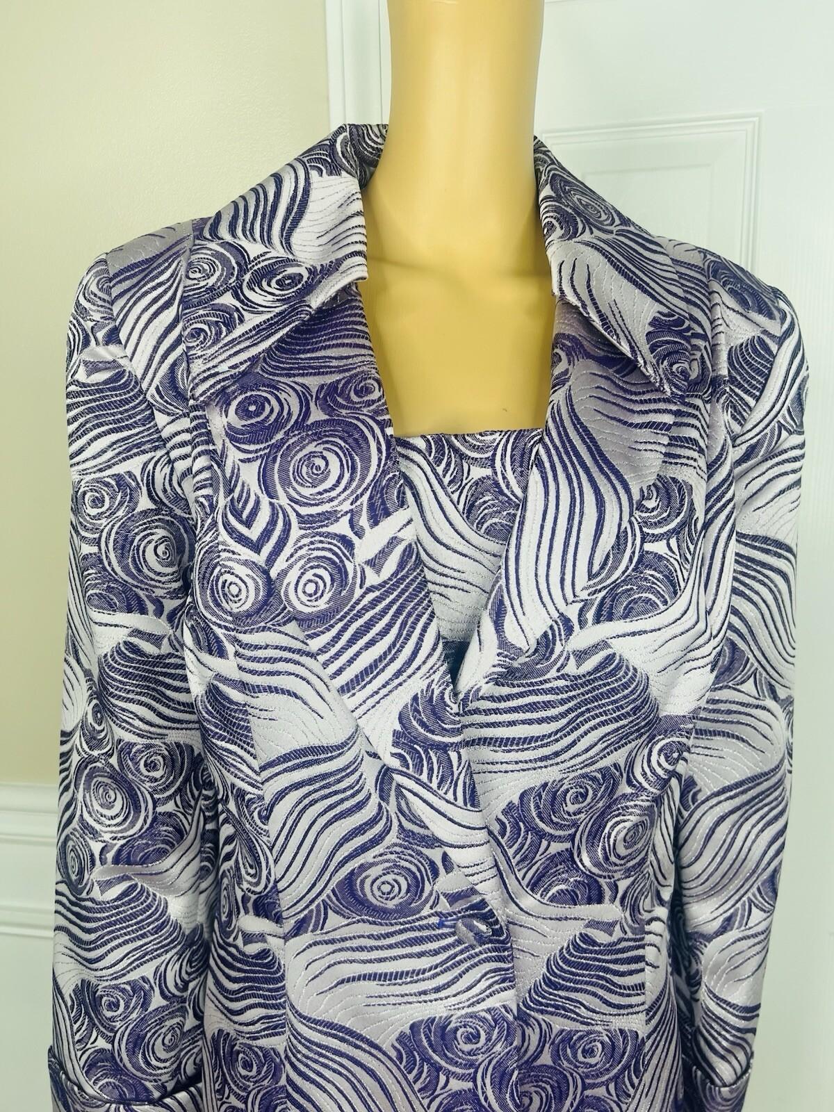 St Anthony Polyester Metallic Blazer Size 16W Purple Silver Shawl Collar New