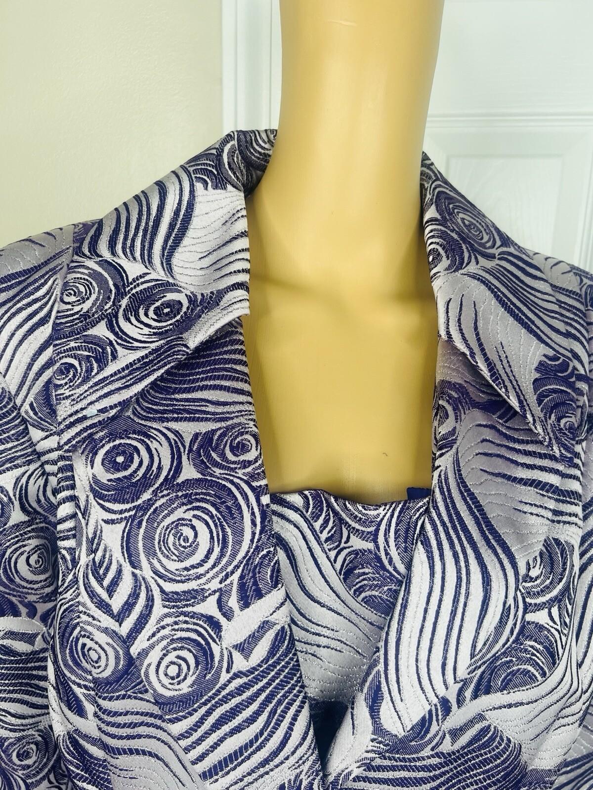 St Anthony Polyester Metallic Blazer Size 16W Purple Silver Shawl Collar New