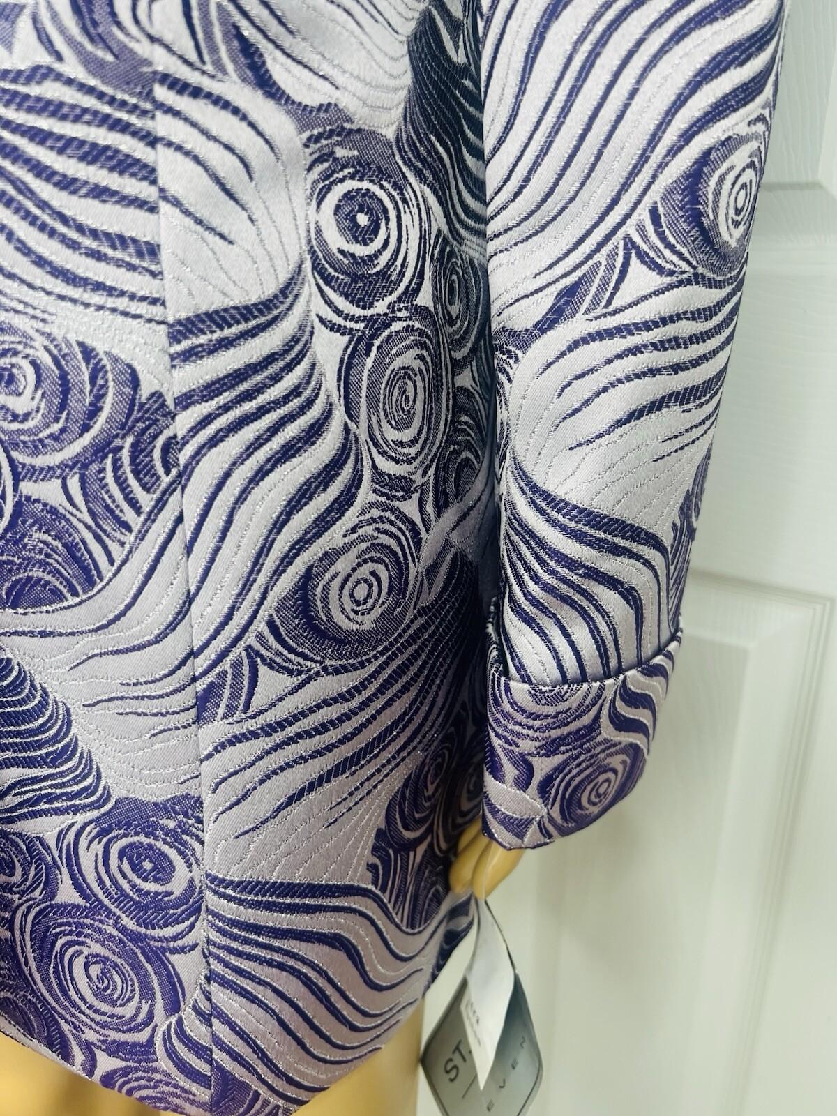 St Anthony Polyester Metallic Blazer Size 16W Purple Silver Shawl Collar New